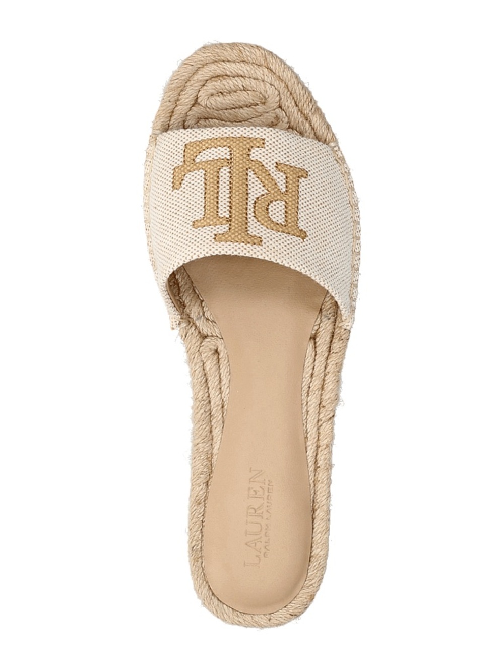 Lauren Ralph Lauren Beige Logo Espadrille Slide Sandal